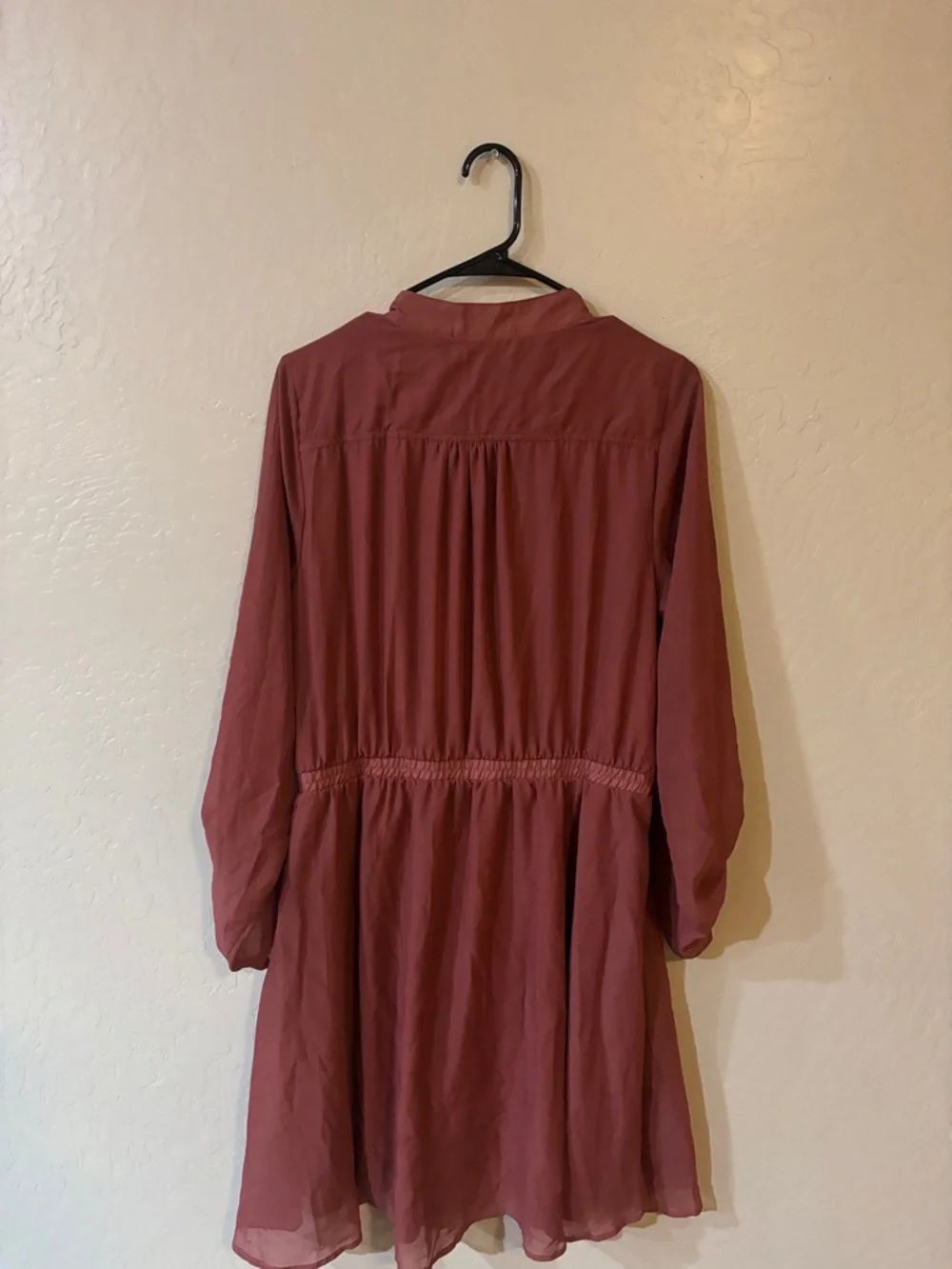 Almost Famous Mauve Long-Sleeve Belted Shirt Dress - Picture 10 of 10